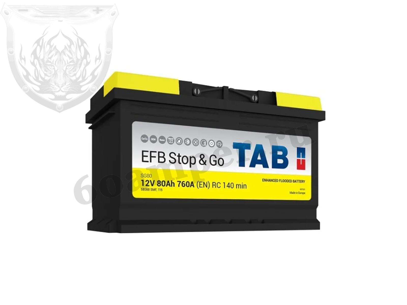 Изображение Аккумулятор TAB 80 А*ч Обратный EFB Stop&Go : №1