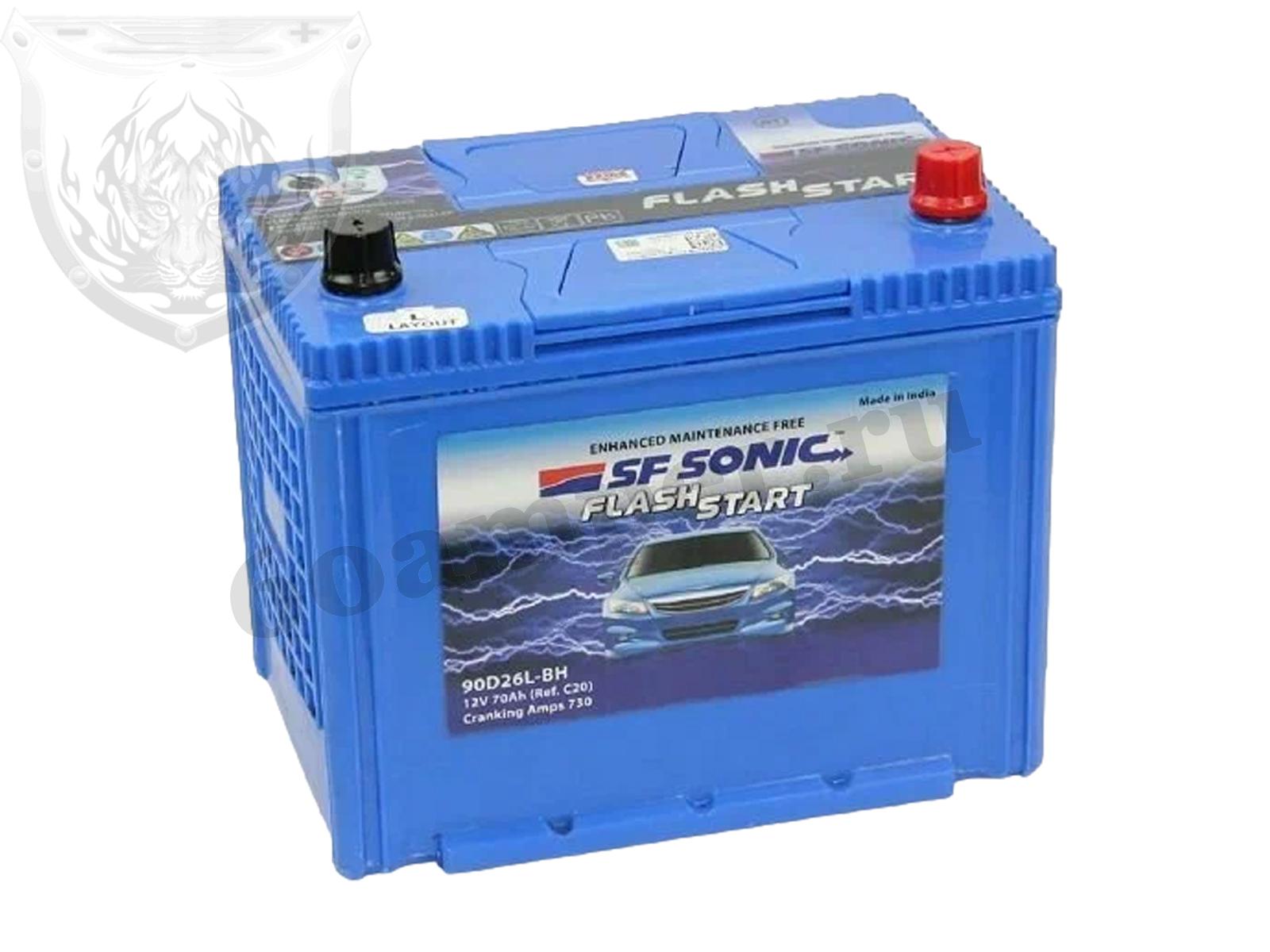 Изображение Аккумулятор SONIC 70 А*ч Обратный Азия 90D26L : №1